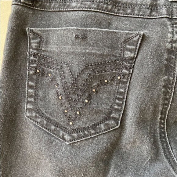 Seven7 For All Mankind Embroidered Rhinestone Pockets Skinny Jeans Black Denim 8 - Picture 8 of 17
